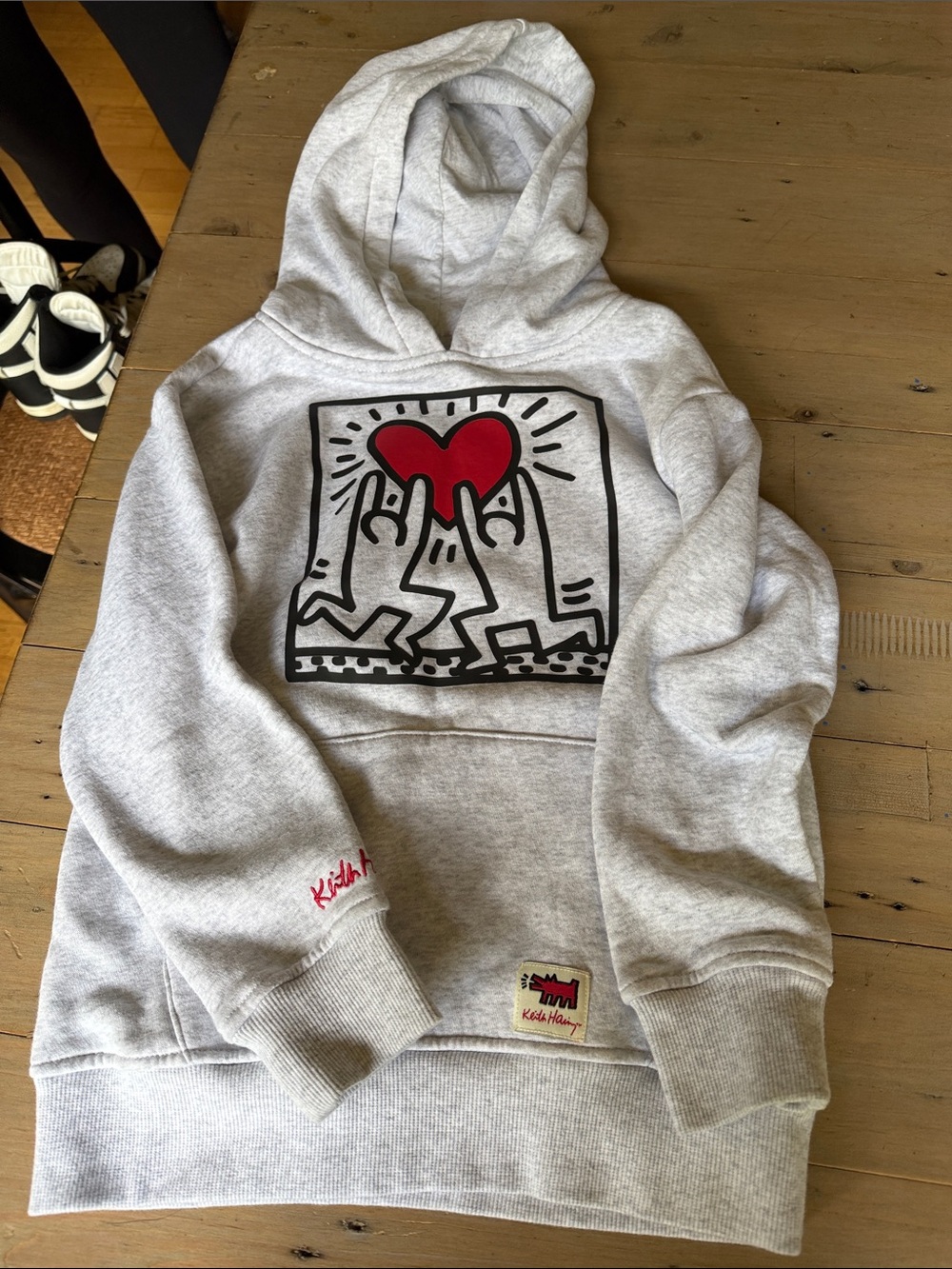 Kids Light Gray Hoodie with Red Heart Graphic by KIDS HARRY